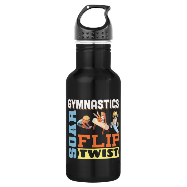 Boys Gymnastics Quote - Soar Flip Twist  Stainless Steel Water Bottle (Front)