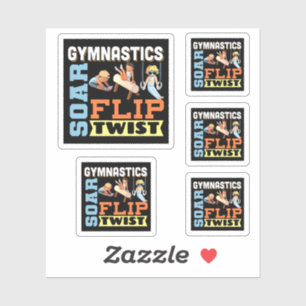 Boys Gymnastics Quote - Soar Flip Twist Sticker