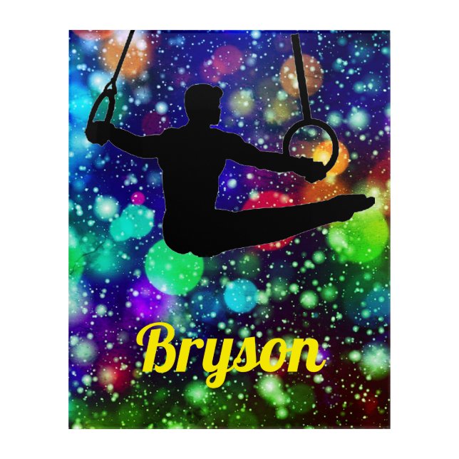 Boys Gymnastics Rings Acrylic Wall Art (Front)