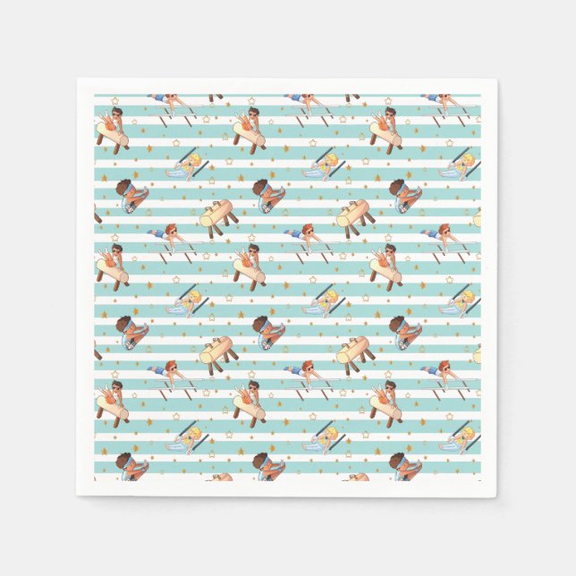 Boys Gymnastics Rings Parallel Bars Pommel Horse  Napkins (Front)