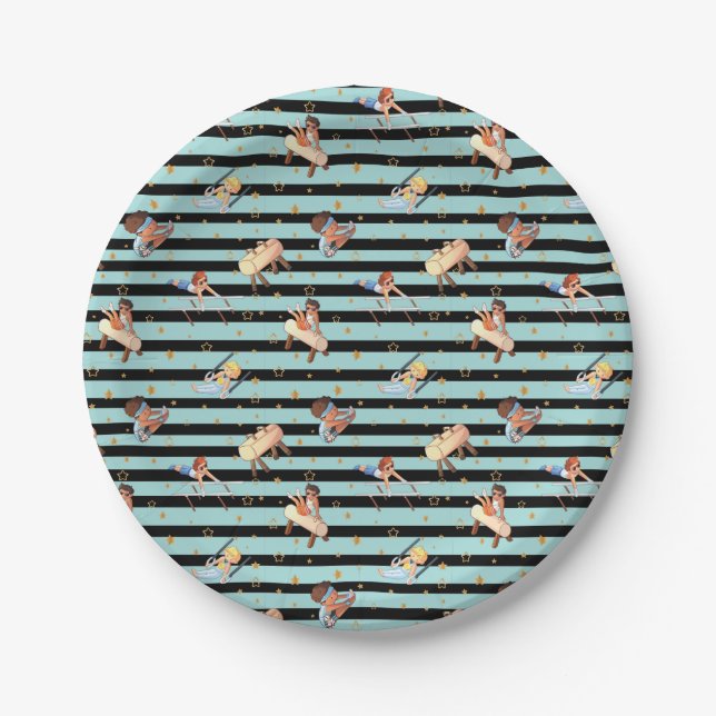 Boys Gymnastics Rings Parallel Bars Pommel Horse  Paper Plates (Front)
