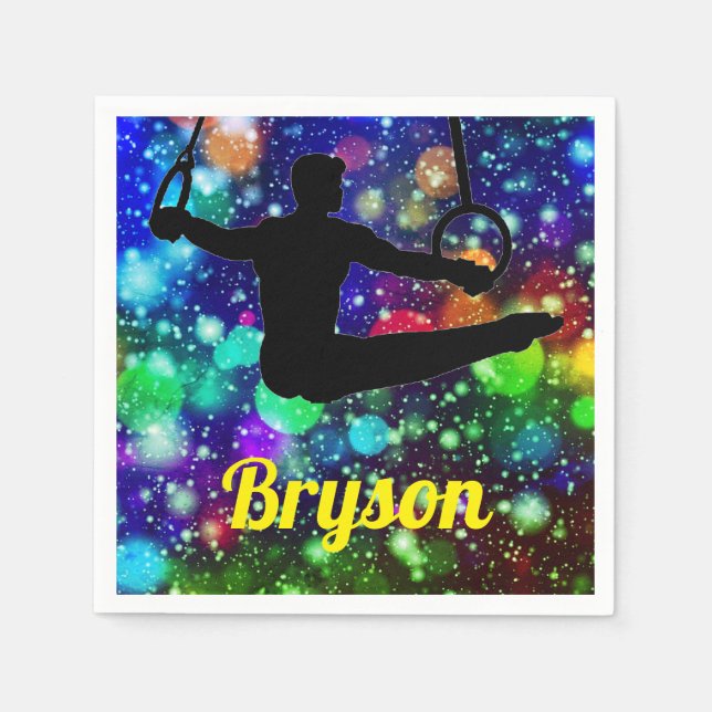 Boys Gymnastics Rings Party  Napkins (Front)