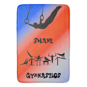 Boys Gymnastics Rings Patriotic Red White Blue Bath Mat