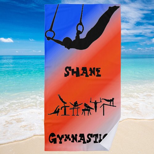 Boys Gymnastics Rings Patriotic Red White Blue   Beach Towel