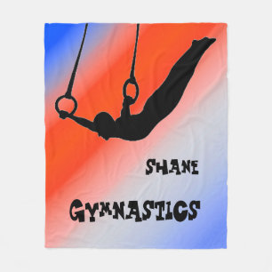 Boys Gymnastics Rings Patriotic Red White Blue Fleece Blanket