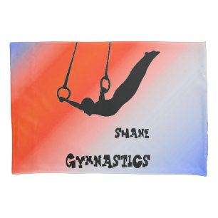 Boys Gymnastics Rings Patriotic Red White Blue Pillow Case