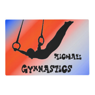 Boys Gymnastics Rings Patriotic Red White Blue Placemat