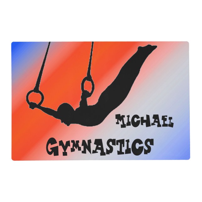Boys Gymnastics Rings Patriotic Red White Blue  Placemat (Front)