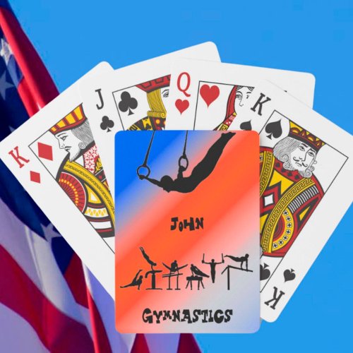 Boys Gymnastics Rings Patriotic Red White Blue   Poker Cards