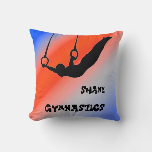 Boys Gymnastics Rings Patriotic Red White Blue   Throw Pillow