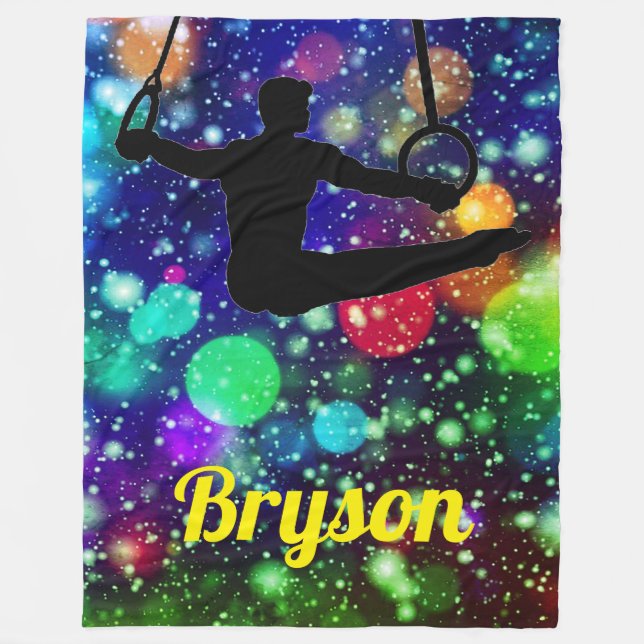 Boys Gymnastics Rings Personalized  Fleece Blanket (Front)