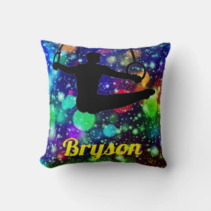 Boys Gymnastics Rings Throw Pillow