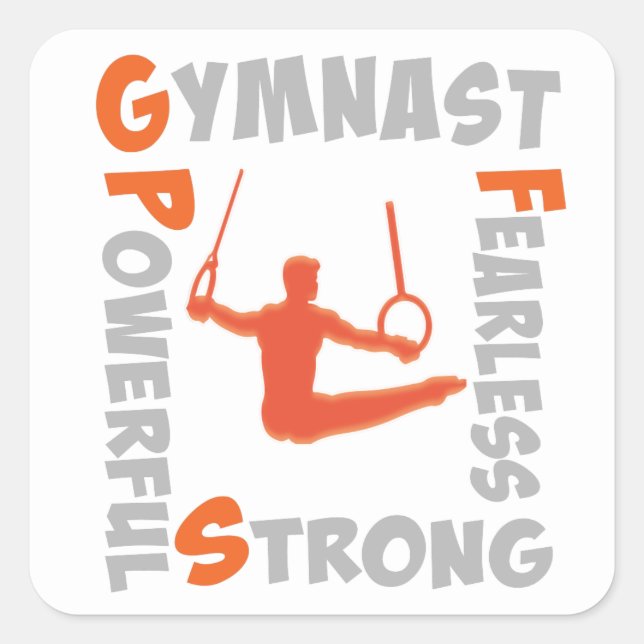 Boys gymnastics sticker on white (Front)