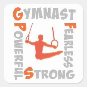 Boys gymnastics sticker on white
