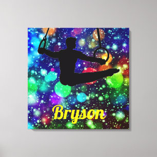 Boys Gymnastics Still Rings Canvas Art w/ His Name