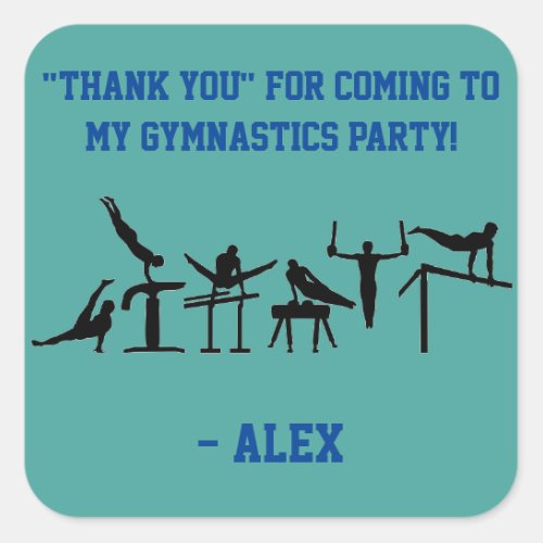 BOYS Gymnastics Thank You Party Stickers