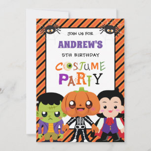 Boys Halloween Costume Party 9th Birthday Invitation