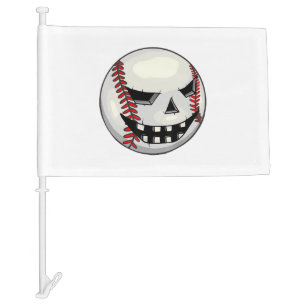 Boys Halloween Jack O Lantern Baseball Player Car Flag