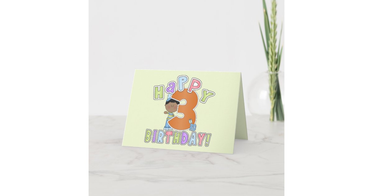 Boys Happy 3rd Birthday African American Card Zazzle Com