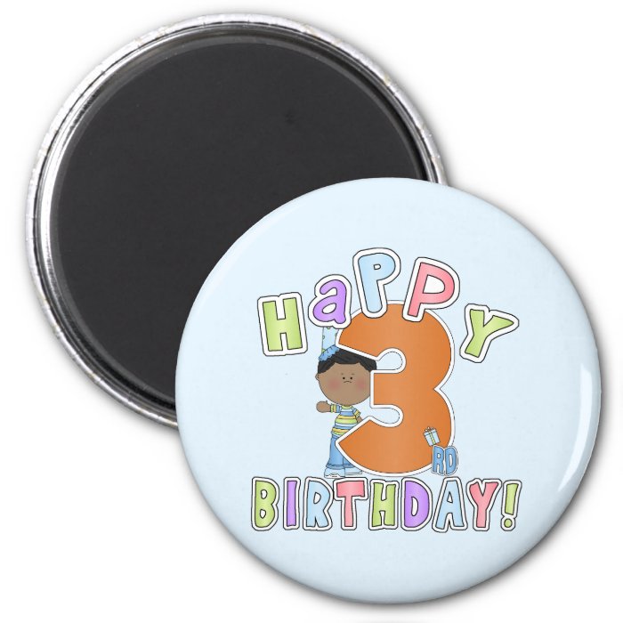 Boys Happy 3rd Birthday,African American Refrigerator Magnets