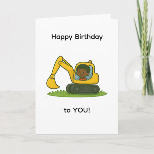 Boy''s Happy Birthday card with digger design