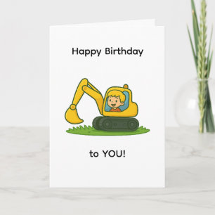 Boy''s Happy Birthday card with digger design