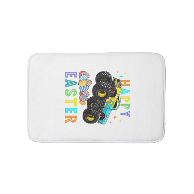 Boys Happy Easter Monster Truck Easter Eggs Toddle Bath Mat (Front)