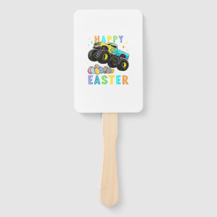 Boys Happy Easter Monster Truck Easter Eggs Toddle Hand Fan