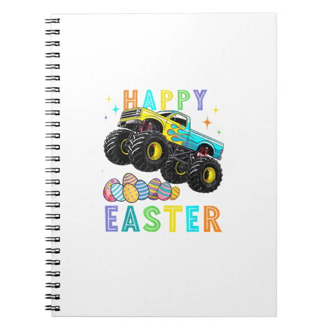 Boys Happy Easter Monster Truck Easter Eggs Toddle Notebook (Front)