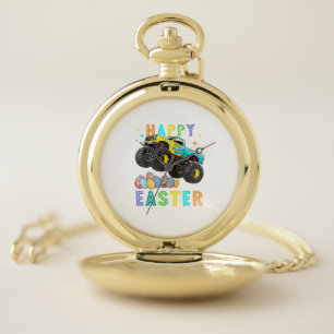 Boys Happy Easter Monster Truck Easter Eggs Toddle Pocket Watch