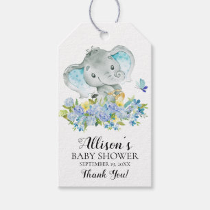 Boys Happy Elephant Baby Shower Favor Gift Tag