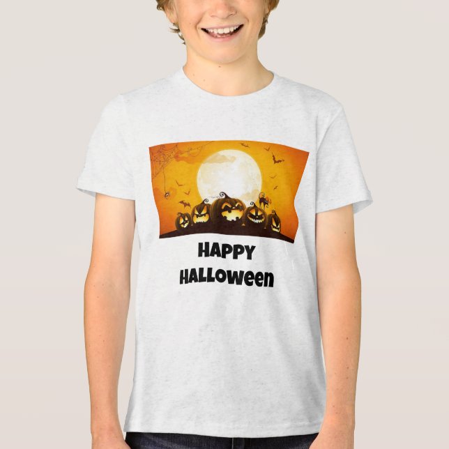 boys happy halloween t-shirt Tri-Blend shirt (Front)