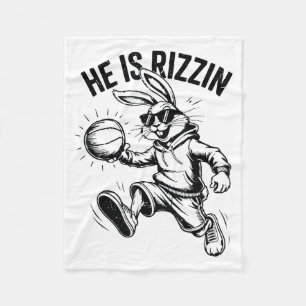Boys He Is Risen Bunny Face Sungles Basketball Eas Fleece Blanket
