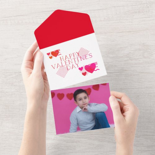 Boys Heart Emoji Add Photo Valentines Day Card