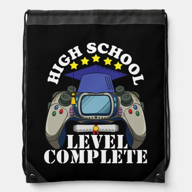 Boys High School Graduation 2022 Video Game Class Drawstring Bag (Front)