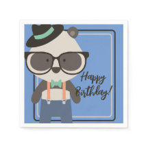 Boys Hipster Mister Panda Bear Birthday