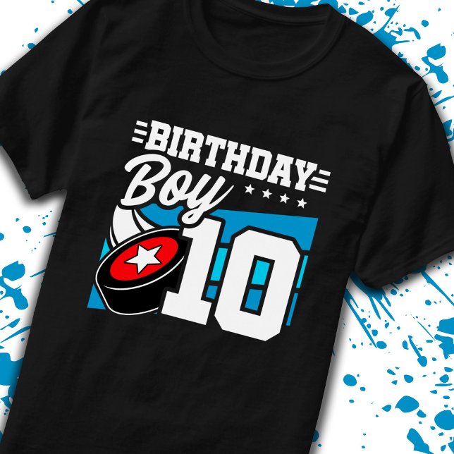 Boys Hockey Birthday 10th Birthday 10 Year Old Boy T-Shirt (Creator Uploaded)
