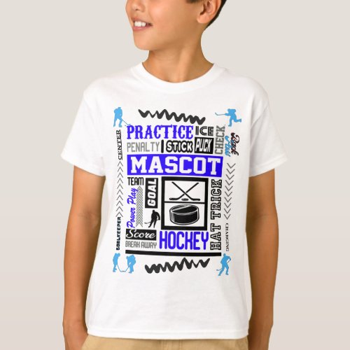 Boys Hockey Terminology in Blue  T_Shirt