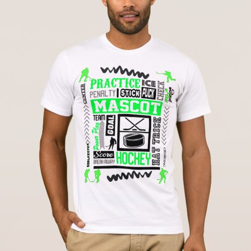 Boys Hockey Terminology in Green  T_Shirt