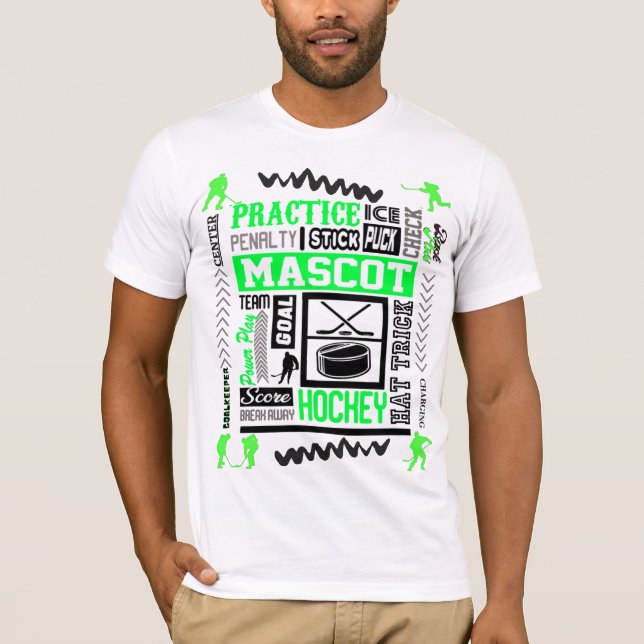 Boys Hockey Terminology in Green  T-Shirt (Front)