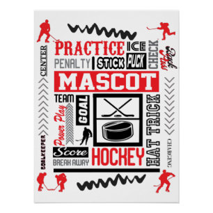 Boys Hockey Terminology in Red Poster