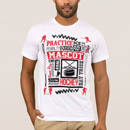 Boys Hockey Terminology in Red   T_Shirt
