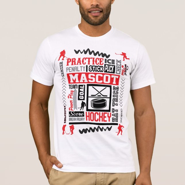Boys Hockey Terminology in Red   T-Shirt (Front)