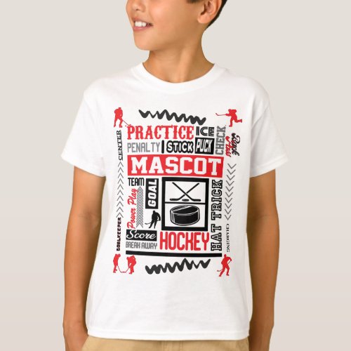 Boys Hockey Terminology in Red   T_Shirt