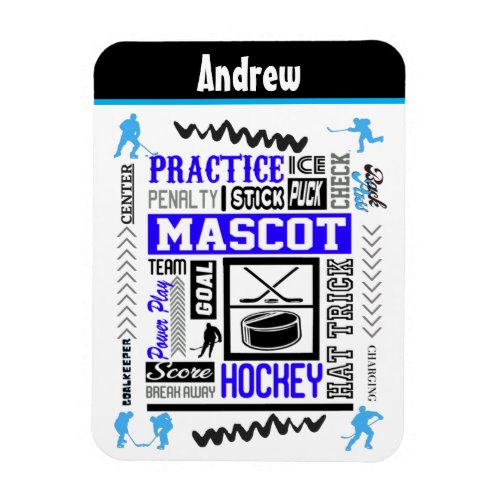 Boys Hockey Terminology Personalized Blue   Magnet