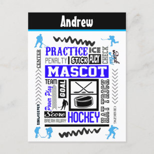 Boys Hockey Terminology Personalized Blue   Postcard