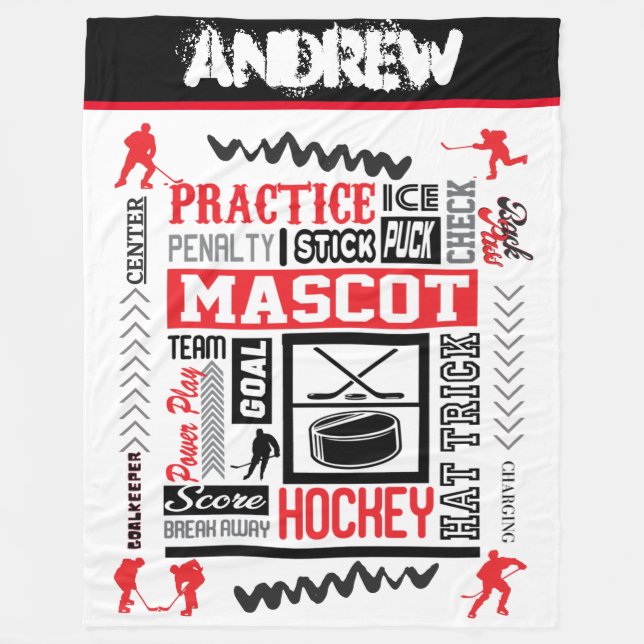 Boys Hockey Terminology Personalized  Fleece Blanket (Front)
