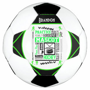 Boys Hockey Terminology Personalized Neon Green    Soccer Ball