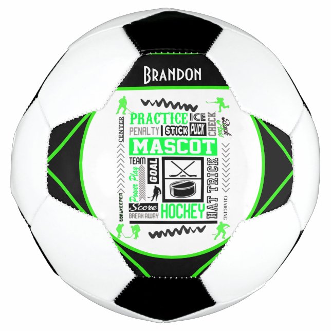 Boys Hockey Terminology Personalized Neon Green    Soccer Ball (Front)