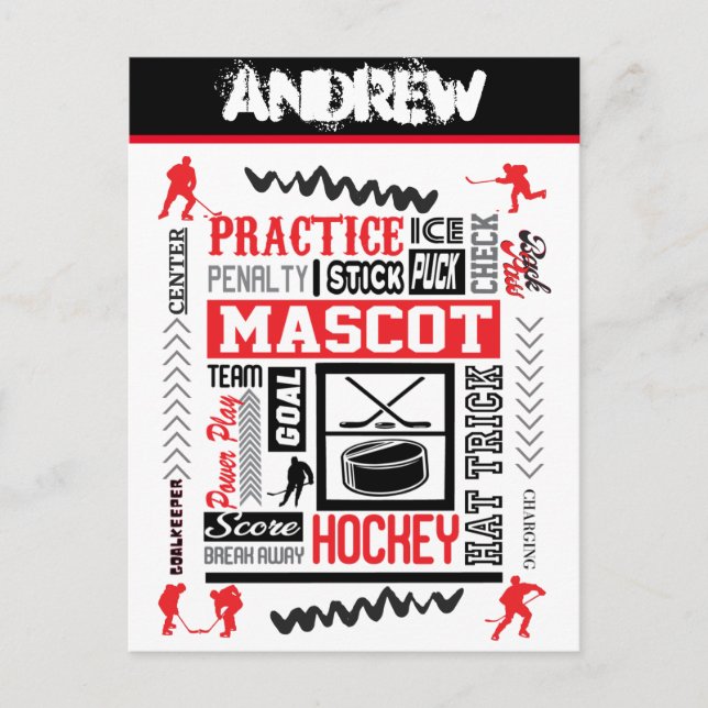 Boys Hockey Terminology Personalized  Postcard (Front)